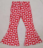 P0324 Red Love Denim Flared Girl's Pants Jeans