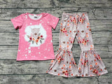 GSPO1079 Cow Flower Pink Girl Set