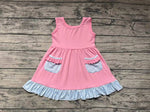 GSD0608 Sky Blue Pink Stripe Girl's Dress