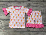 GSSO0407 Easter Rabbit Carrot Pink Girl Shorts Set
