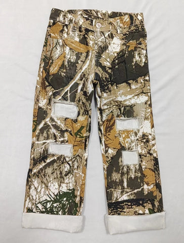 Preorder P0410 Hunting Branches Ripped Straight Pants Kids Jeans