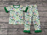 GSPO1112 Lucky Charm Cartoon Green Girls Pajamas Set