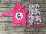 GLP1107 Dinosaur Rawn Love Pink Hoodie 2 Pcs Boys Set