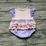 SR0377 Summer Ice cream Purple Dots Baby Girl Romper