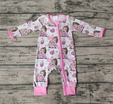 LR0906 Valentine's Day Teacher Pink Baby Zip Sleeper Romper