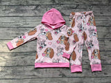 GLP1133 Love Dog Pink Hoodie Girls Set