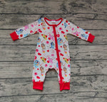 LR0908 Valentine's Day Cartoon Love Baby Zip Sleeper Romper