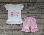 GSSO0395 Big Sister Pink Plaid Girl Shorts Set