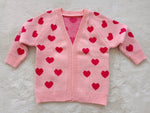 Preorder In production Valentine's Day LOVE Pink Knit Sweater Cardigan Girl's Coat