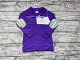 BT0492 Mardi Gras Dog Purple Zipper Pullover Boy Shirt Top