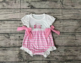 SR0588 Little Sister Pink Plaid Baby Girl Romper