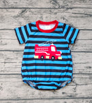 SR0836 Fire truck Red Baby Boy Romper