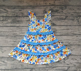 GSD0682 Flower Blue Ruffles Girl's Dress