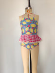 S0219 Summer Lemon Flower Girls Swimsuit 2 pcs Set