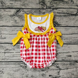 SR0769 Crawfish Potatoes Corn Yellow Baby Girl Romper