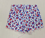 SS0167 Summer Blue Red Leopard Denim Girl's Shorts