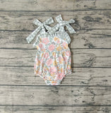 SR0921 Summer Flower Mint Baby Girl Bubble Romper