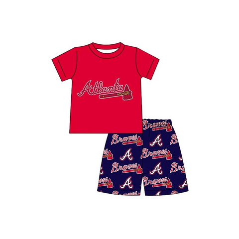 MOQ 5 pcs Custom Style Braves Shorts Boy Set