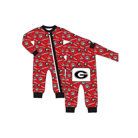 MOQ 5 pcs Custom Style No MOQ GEORGIA Football Teams Baby zip romper