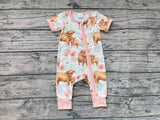 SR0940 Sheep Flower Pink Baby Zip Sleeper Romper