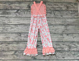 SR0963 Flower Floral Pink Girl's Jumpsuit