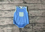 SR0641 Stripe Blue Baby Boy Romper