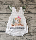 SR0658 Dog Raised In the Backwoods Green Girl Romper