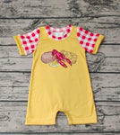 SR0770 Crawfish Potatoes Corn Yellow Baby Boy Romper