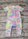 SR0977 Colorful Leopard Baby Zip Sleeper Romper