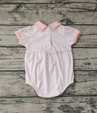 SR0597 Pink Plaid Baby Bubble Romper Girl