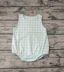 SR0892 Summer Green Plaid Baby Boy Romper