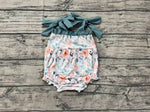 SR0907 Flower Blue Baby Girl Bubble Romper