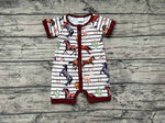 SR0823 Cowboy Horse Shorts Baby Zip Sleeper Romper