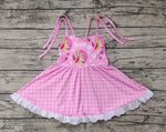 GSD0526 Hot Pink Plaid Cute Girl's Dress