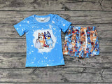 BSSO0599 Cartoon Blue Dog Boys Shorts Set