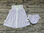 GBO0260 Purple Plaid Cute Baby Bummie Set