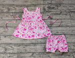 GSSO0685 Flower Rose pink Girls Shorts Set