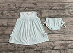 GBO0259 Sky Blue Plaid Cute Baby Bummie Set