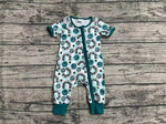 SR1021 Rainbow Smiley face Green Baby Zip Sleeper Romper