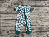 SR1021 Rainbow Smiley face Green Baby Zip Sleeper Romper