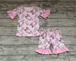 GSSO0401 Reindeer Car Pink Girl Shorts Set
