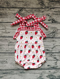 SR0978 Strawberry Flower Plaid Baby Girl Bubble Romper