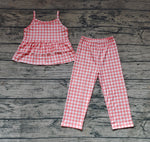 GSPO1377 Orange Plaid Girls Set