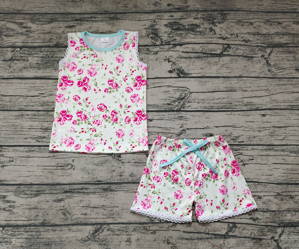 GSSO0674 Pink Flower Girls Shorts Set