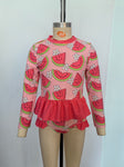 S0264 Watermelon Flower Summer Girls Swimsuit 2 pcs Set