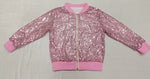 GT0541 New Boutique Pink Sequins Zip Coat