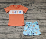BSSO0668 Cartoon Dog Orange Boys Shorts Set