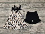 GSSO0738 Leopard Black Shorts Girl Set