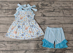 GSSO0683 Dog Blue Girls Shorts Set