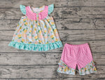 GSSO0782 Lemon Pink Dots Girls Shorts Set